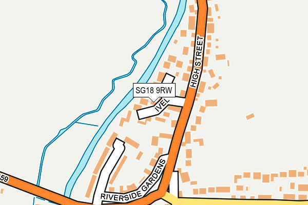 SG18 9RW map - OS OpenMap – Local (Ordnance Survey)