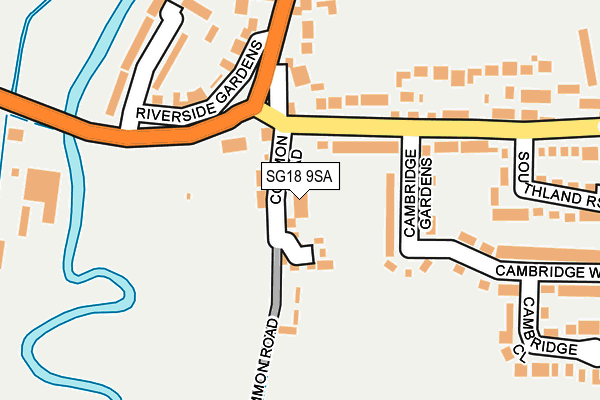 SG18 9SA map - OS OpenMap – Local (Ordnance Survey)