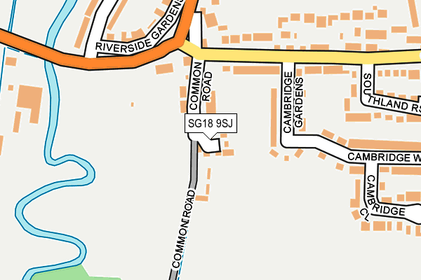 SG18 9SJ map - OS OpenMap – Local (Ordnance Survey)