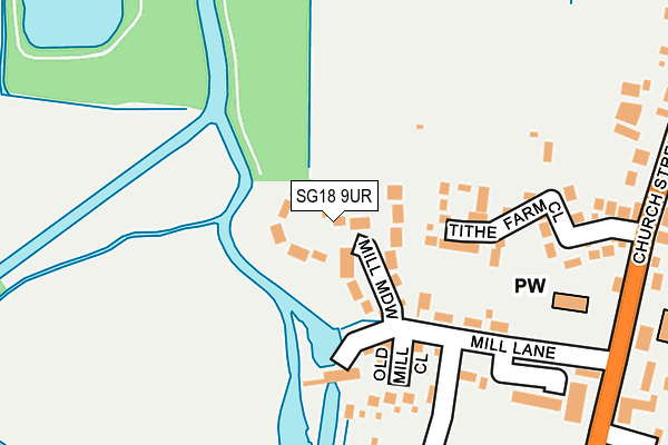 SG18 9UR map - OS OpenMap – Local (Ordnance Survey)