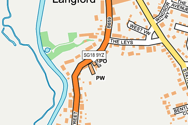 SG18 9YZ map - OS OpenMap – Local (Ordnance Survey)