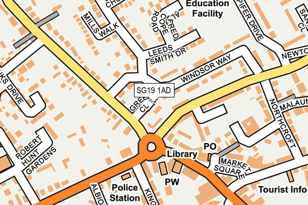 SG19 1AD map - OS OpenMap – Local (Ordnance Survey)