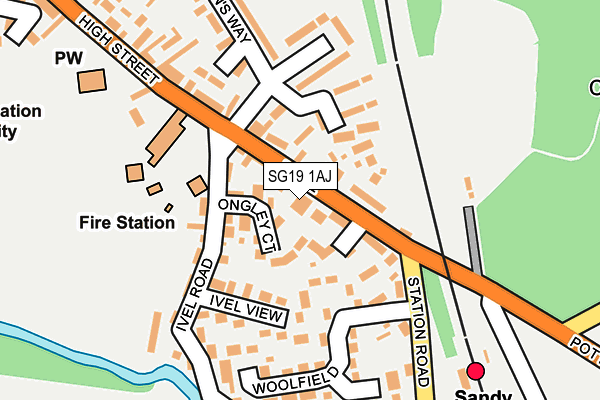 SG19 1AJ map - OS OpenMap – Local (Ordnance Survey)