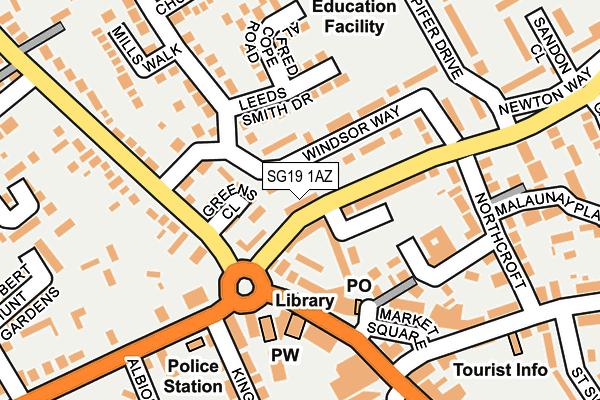 SG19 1AZ map - OS OpenMap – Local (Ordnance Survey)