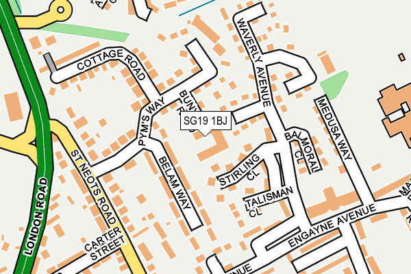 SG19 1BJ map - OS OpenMap – Local (Ordnance Survey)