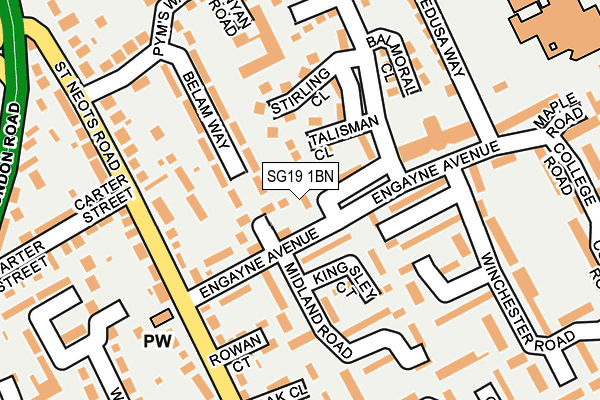 SG19 1BN map - OS OpenMap – Local (Ordnance Survey)