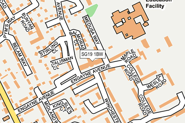 SG19 1BW map - OS OpenMap – Local (Ordnance Survey)