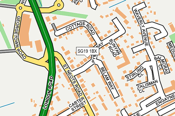 SG19 1BX map - OS OpenMap – Local (Ordnance Survey)