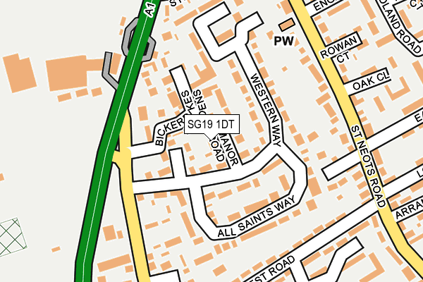 SG19 1DT map - OS OpenMap – Local (Ordnance Survey)