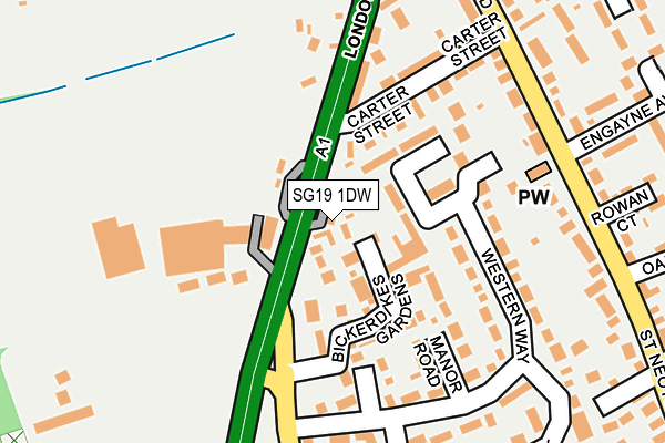 SG19 1DW map - OS OpenMap – Local (Ordnance Survey)