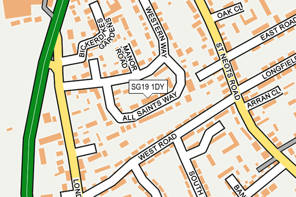 SG19 1DY map - OS OpenMap – Local (Ordnance Survey)