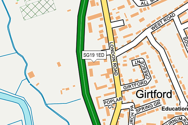 SG19 1ED map - OS OpenMap – Local (Ordnance Survey)