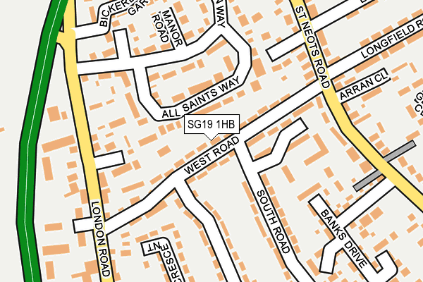 SG19 1HB map - OS OpenMap – Local (Ordnance Survey)