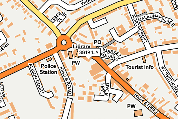 SG19 1JA map - OS OpenMap – Local (Ordnance Survey)