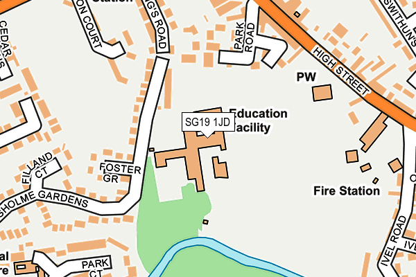 SG19 1JD map - OS OpenMap – Local (Ordnance Survey)