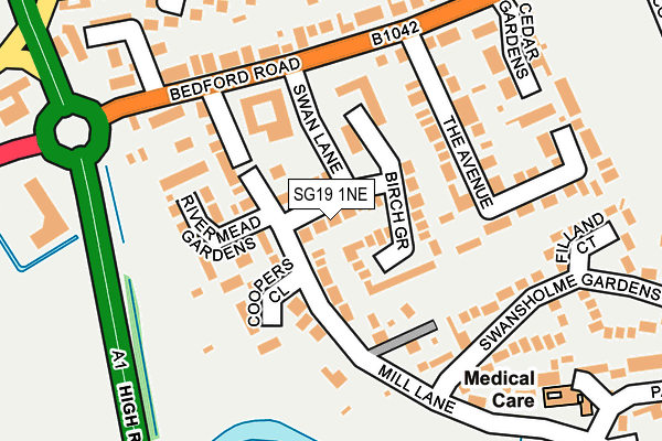 SG19 1NE map - OS OpenMap – Local (Ordnance Survey)