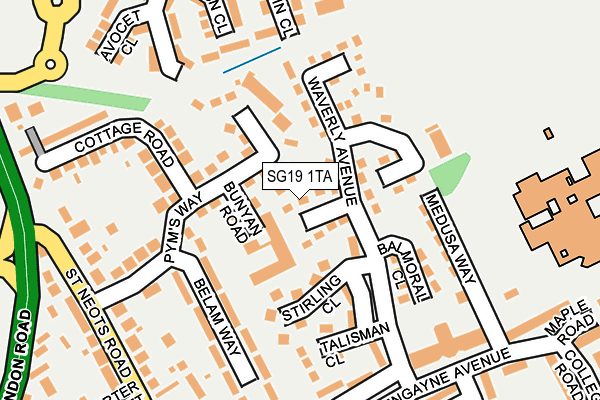 SG19 1TA map - OS OpenMap – Local (Ordnance Survey)