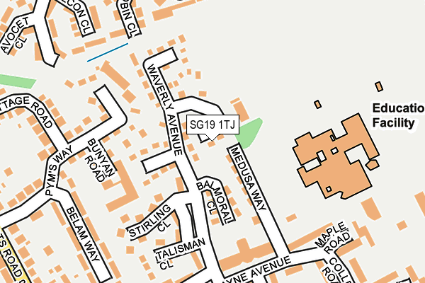 SG19 1TJ map - OS OpenMap – Local (Ordnance Survey)
