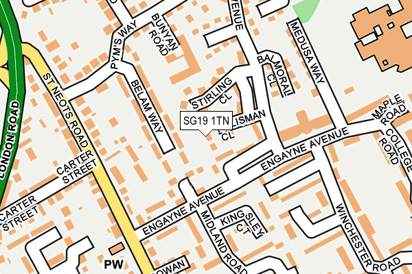 SG19 1TN map - OS OpenMap – Local (Ordnance Survey)