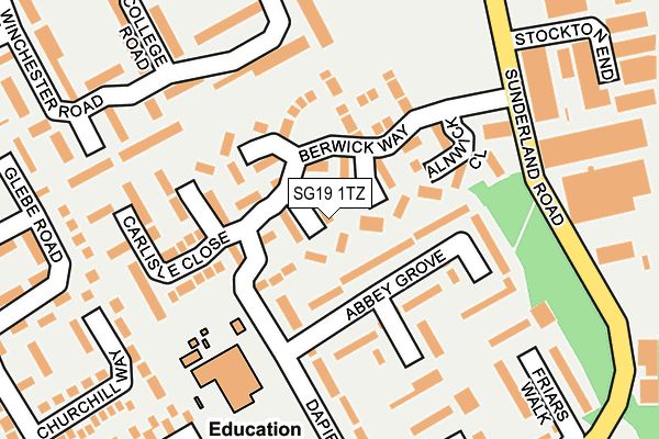 SG19 1TZ map - OS OpenMap – Local (Ordnance Survey)
