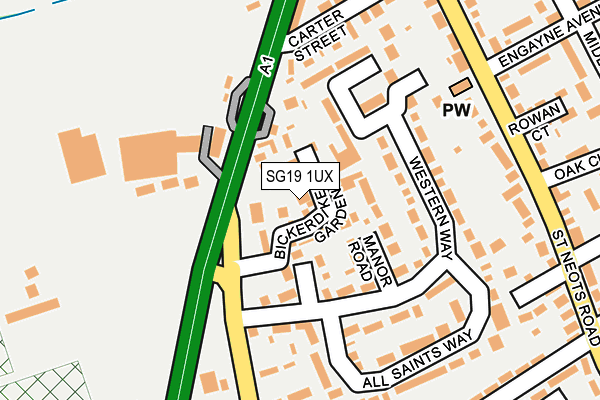 SG19 1UX map - OS OpenMap – Local (Ordnance Survey)