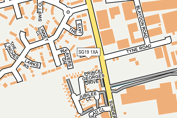 SG19 1XA map - OS OpenMap – Local (Ordnance Survey)