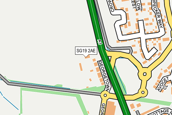 SG19 2AE map - OS OpenMap – Local (Ordnance Survey)