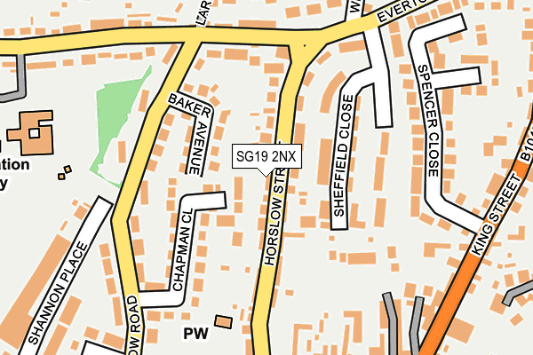 SG19 2NX map - OS OpenMap – Local (Ordnance Survey)