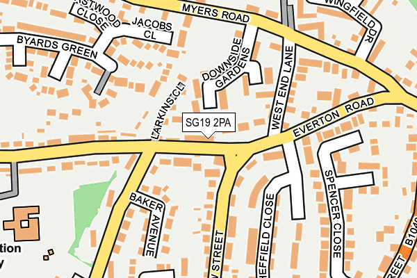 SG19 2PA map - OS OpenMap – Local (Ordnance Survey)