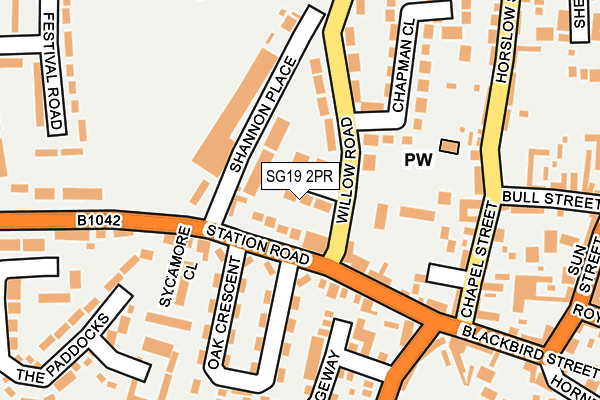 SG19 2PR map - OS OpenMap – Local (Ordnance Survey)