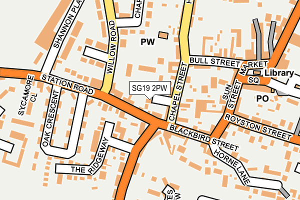 SG19 2PW map - OS OpenMap – Local (Ordnance Survey)