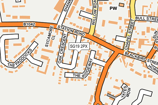 SG19 2PX map - OS OpenMap – Local (Ordnance Survey)