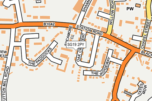 SG19 2PY map - OS OpenMap – Local (Ordnance Survey)