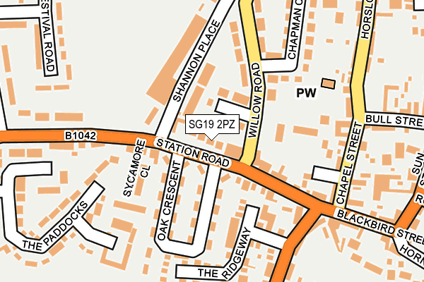 SG19 2PZ map - OS OpenMap – Local (Ordnance Survey)