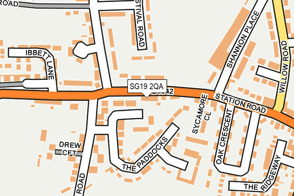SG19 2QA map - OS OpenMap – Local (Ordnance Survey)