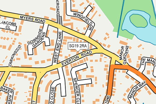 SG19 2RA map - OS OpenMap – Local (Ordnance Survey)