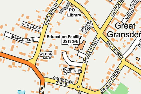 SG19 3AE map - OS OpenMap – Local (Ordnance Survey)