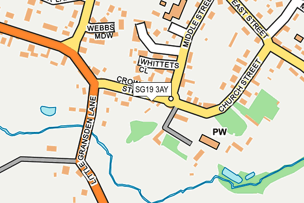 SG19 3AY map - OS OpenMap – Local (Ordnance Survey)