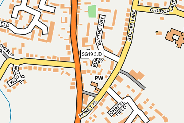 SG19 3JD map - OS OpenMap – Local (Ordnance Survey)