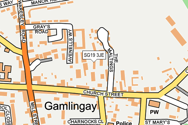 SG19 3JE map - OS OpenMap – Local (Ordnance Survey)