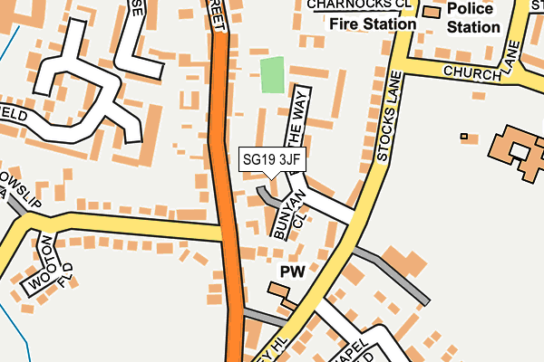 SG19 3JF map - OS OpenMap – Local (Ordnance Survey)