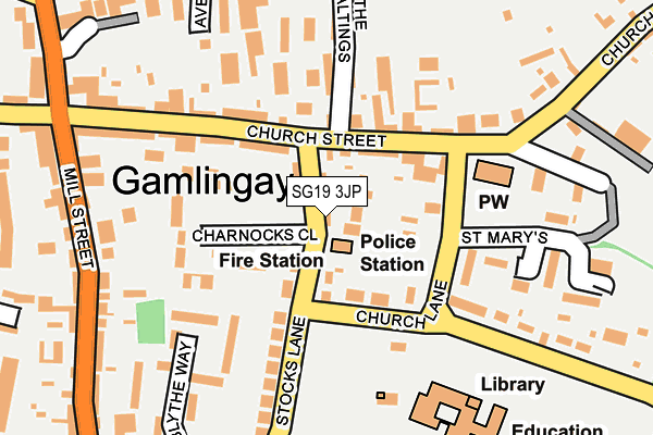 SG19 3JP map - OS OpenMap – Local (Ordnance Survey)