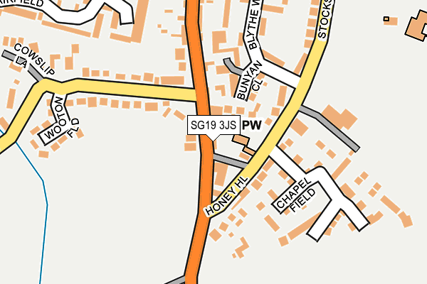 SG19 3JS map - OS OpenMap – Local (Ordnance Survey)