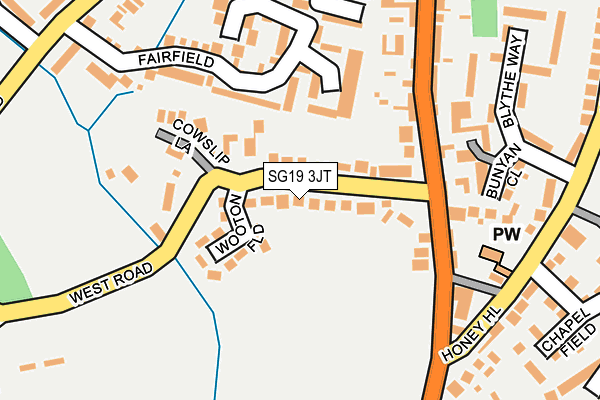 SG19 3JT map - OS OpenMap – Local (Ordnance Survey)