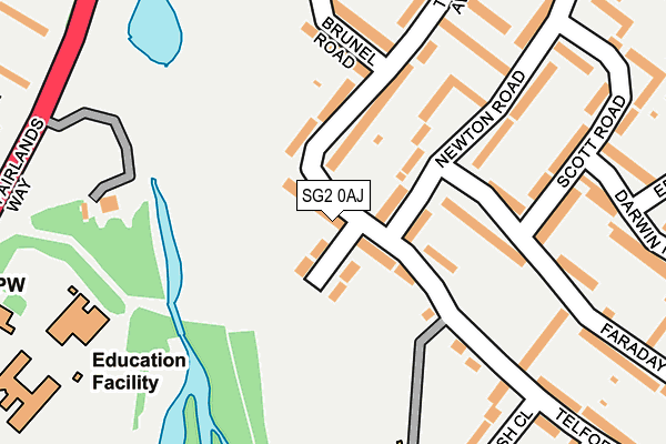 SG2 0AJ map - OS OpenMap – Local (Ordnance Survey)