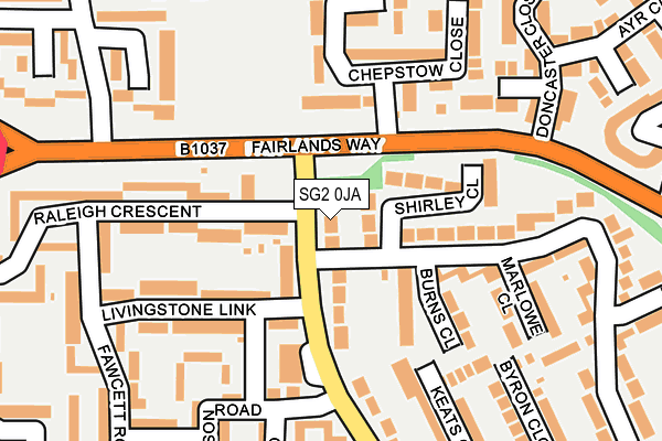 SG2 0JA map - OS OpenMap – Local (Ordnance Survey)