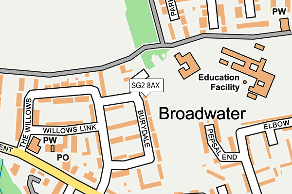 SG2 8AX map - OS OpenMap – Local (Ordnance Survey)