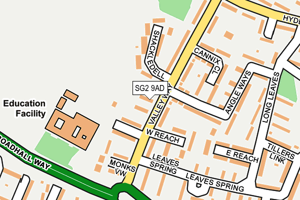 SG2 9AD map - OS OpenMap – Local (Ordnance Survey)