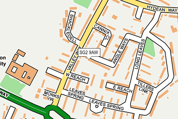 SG2 9AW map - OS OpenMap – Local (Ordnance Survey)