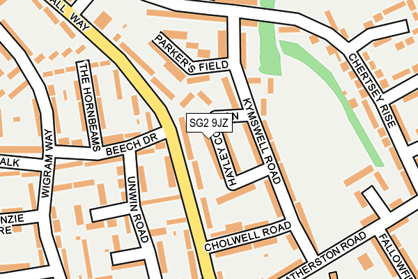 SG2 9JZ map - OS OpenMap – Local (Ordnance Survey)